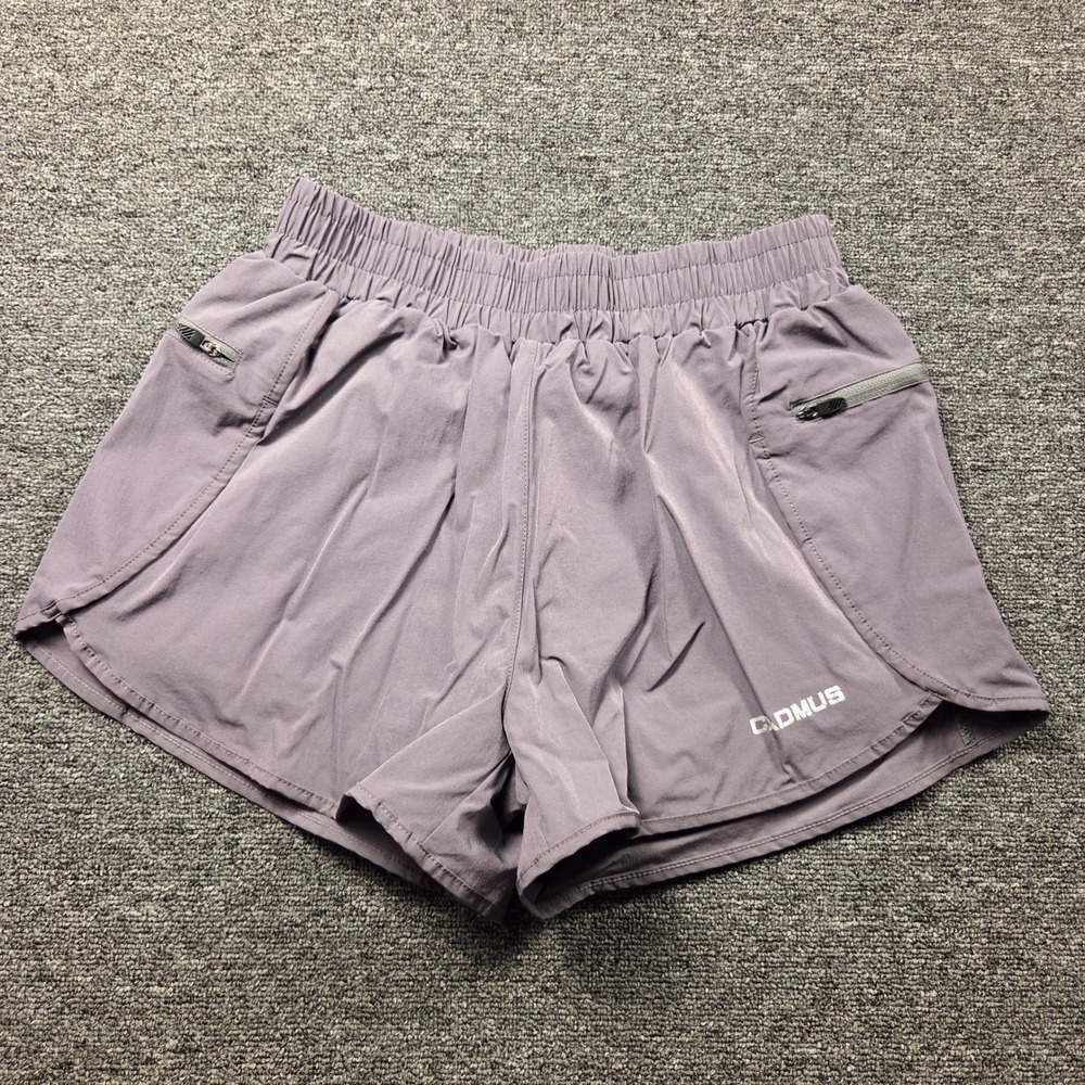 CADMUS Running Shorts Women L Gray Zipper‎ Pockets Athletic Gym Workout Sporty